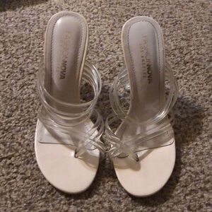 Clear strappy high heel sandals
